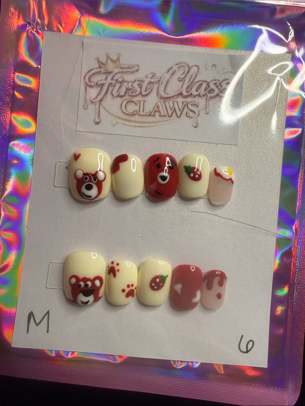 Disney Cream and Red Bear & Strawberry Press-On Nails